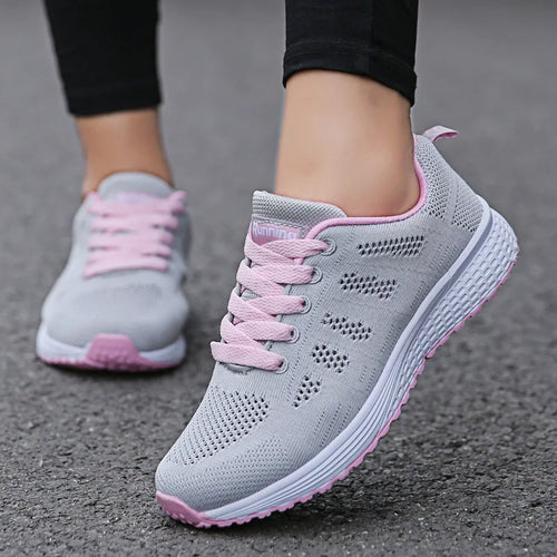 Load image into Gallery viewer, Women Casual Shoes Fashion Breathable Walking Mesh Flat Shoes Sneakers Women Gym Vulcanized Shoes White Female Footwear
