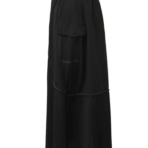 Load image into Gallery viewer, High Elastic Waist Black Pocket Spliced Irregular A-line Half-body Skirt Women Fashion Tide New Spring Autumn 2025 1DH5346
