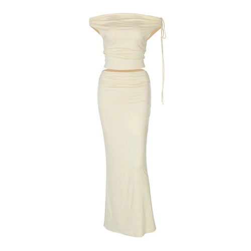 Load image into Gallery viewer, Sexy Skirt Two Pieces Sets For Women Sleeveless Slim Fit Off-shoulder Crop Top And Long Skirt Sexy Two Pieces Sets
