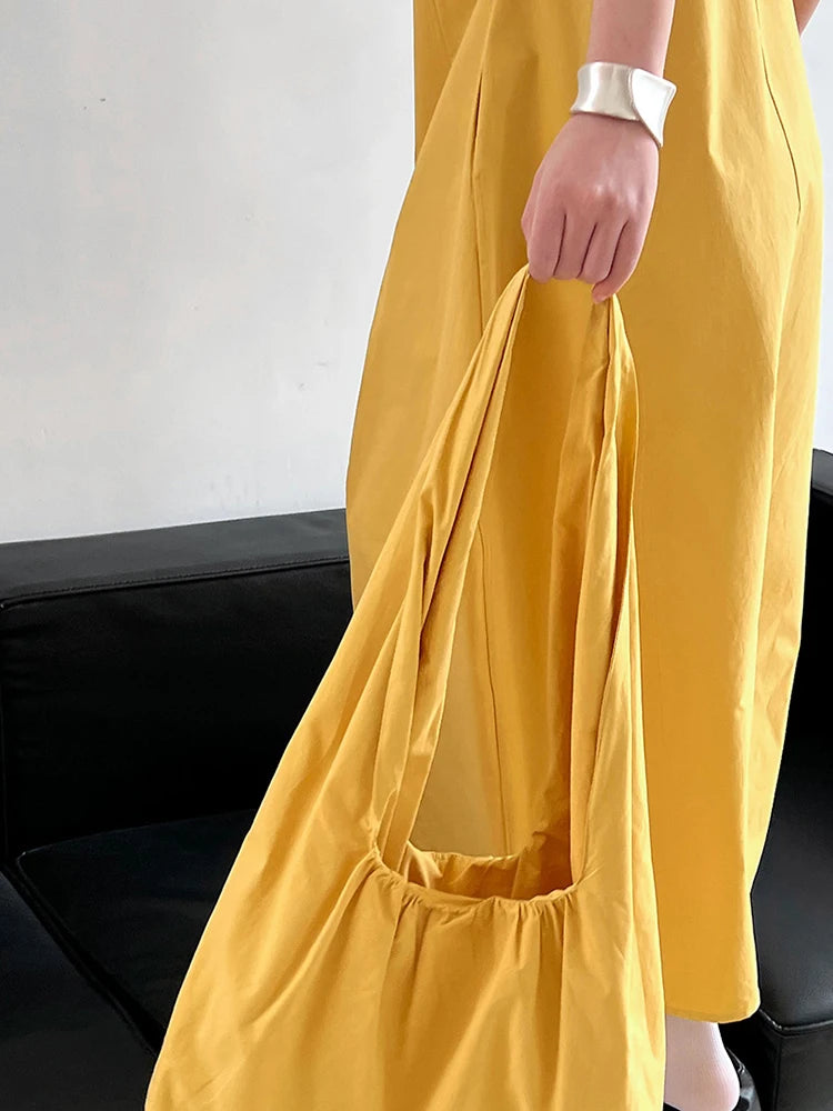 Women Blue With Bag Brief Elegant Long Vest Dress New Round Neck Sleeveless Fashion Tide Spring Autumn 2025 1DJ1112