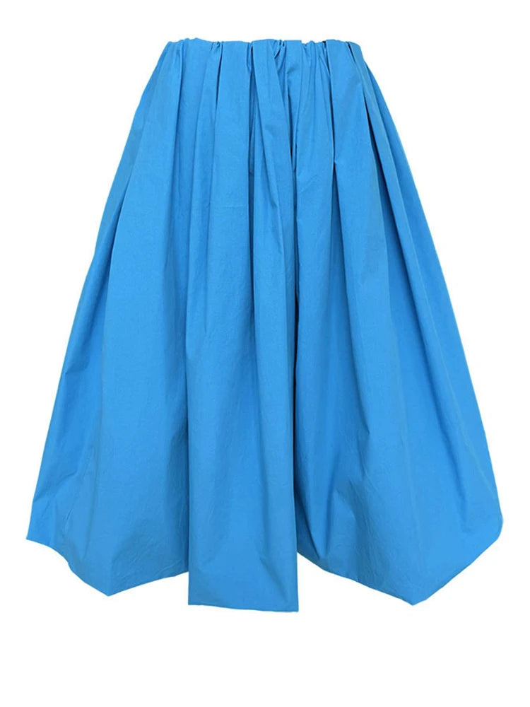 High Elastic Waist Blue Brief Elegant Bud Knee-Length Half-body Skirt Women Fashion Tide New Spring Autumn 2025 1DJ1113