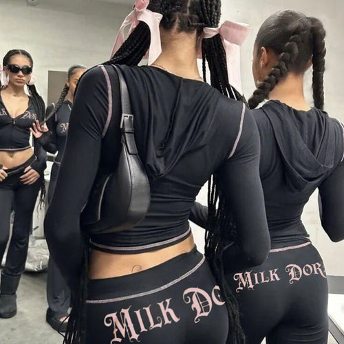 Load image into Gallery viewer, Casual Letter Print Women 2 Piece Set Tracksuit Sporty Full Sleeve Crop Jacket+Pants Matching Streetwear Skinny Outfits
