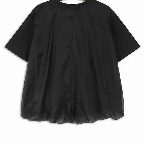 Load image into Gallery viewer, Women Apricot Double Layers Mesh Big Size Casual T-shirt New Round Neck Short Sleeve Fashion Spring Summer 2025 1DH6306
