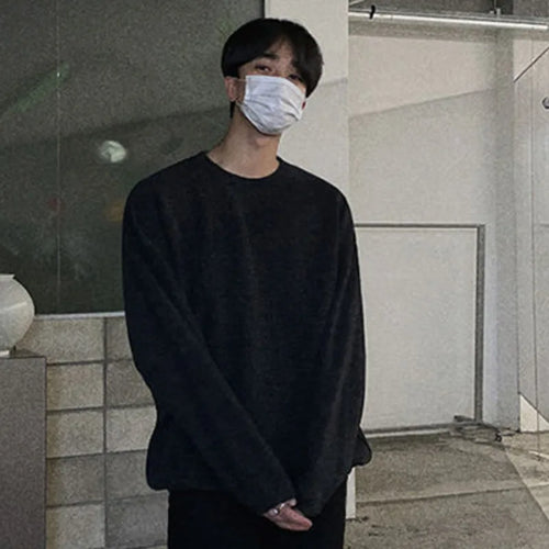 Load image into Gallery viewer, Men Long Sleeve Sweatshirts Round Neck Design New Spring Korean Loose Solid Color Casual Pullover Male Clothing 9W1484
