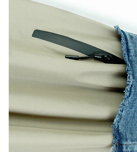 High Elastic Waist Apricot Denim Color-block A-line Half-body Skirt Women Fashion Tide New Spring Autumn 2025 1DF8673