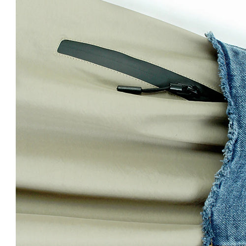 Load image into Gallery viewer, High Elastic Waist Apricot Denim Color-block A-line Half-body Skirt Women Fashion Tide New Spring Autumn 2025 1DF8673
