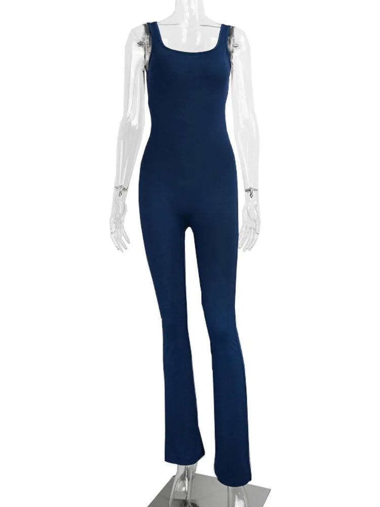 Fashion Elastic Tight Hollow Out Women Jumpsuit 2024 Slim Female Jumpsuit Long Pants Yoga Jumpsuit Sports Casual Rompers