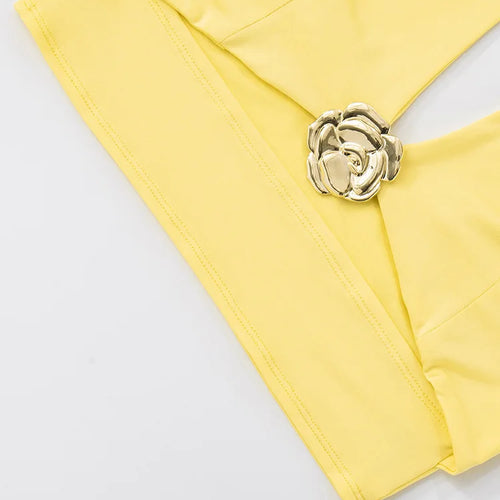 Load image into Gallery viewer, Yellow Sexy Skirt Two Piece Sets Women Halter Lace-up Crop Tops And Maxi Skirt Female Elegant Club 2 Piece Sets Dress
