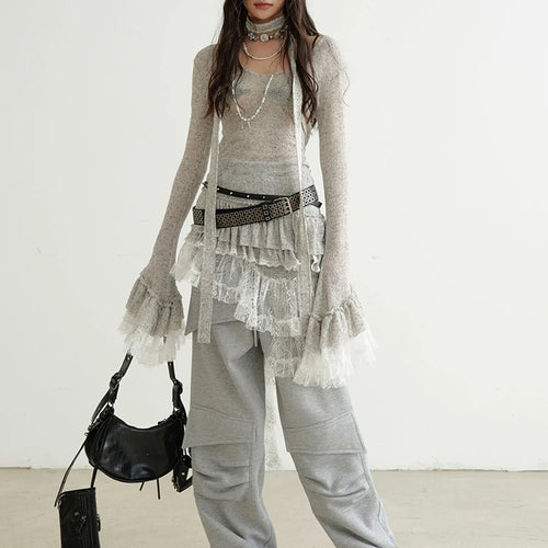 Load image into Gallery viewer, High Elastic Waist Gray Drawstring Pocket Pleated Wide Leg Pants New Trousers Women Fashion Spring Autumn 2025 1DH9337
