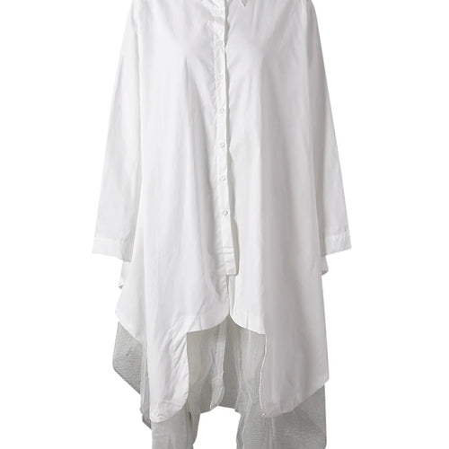 Load image into Gallery viewer, Women Black Irregular Hem Big Size Shirt Dress New Lapel Long Sleeve Loose Fit Fashion Tide Spring Autumn 2025 1DE2485
