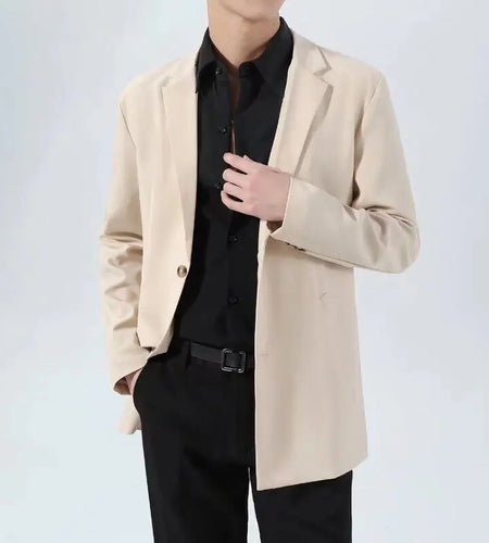 Men's Suit Jacket Spring Autumn Business Style Casual New Korean Trendy Solid Color Turn-down Collar Loose Suits 9W1204