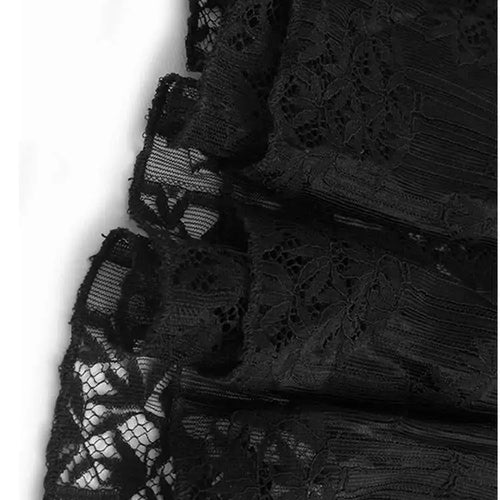 Load image into Gallery viewer, Women Black Three-dimensional Flower Lace Big Size Dress New Turtleneck Short Sleeve Fashion Spring Autumn 2025 1DH8218
