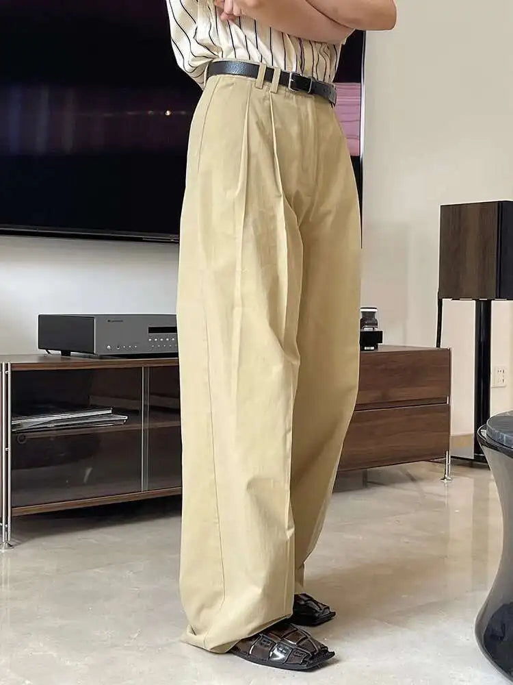 High Waist White Brief Pocket Pleated Long Wide Leg Pants New Trousers Women Fashion Tide Spring Autumn 2025 1DH4972