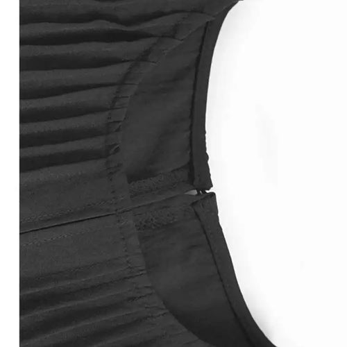 Load image into Gallery viewer, Women Black Pleated Brief Big Size Midi Dress New Round Neck Three-quarter Sleeve Fashion Spring Autumn 2025   1DJ0716
