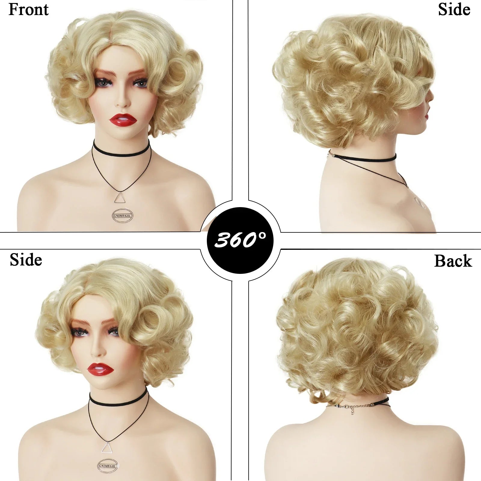 Synthetic Cosplay Wig Short Curly Hair Platinum Blonde Wigs for White Women Fluffy Curls Flip 60s Gatsby Hairstyle Wigs