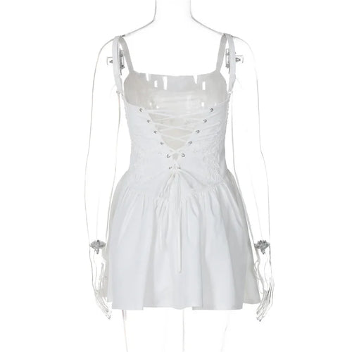 Load image into Gallery viewer, Backless Lace-up A-line Sexy Mini Dress For Women Fashion Spaghetti Strap Sleeveless Loose Club Party Dress Elegant
