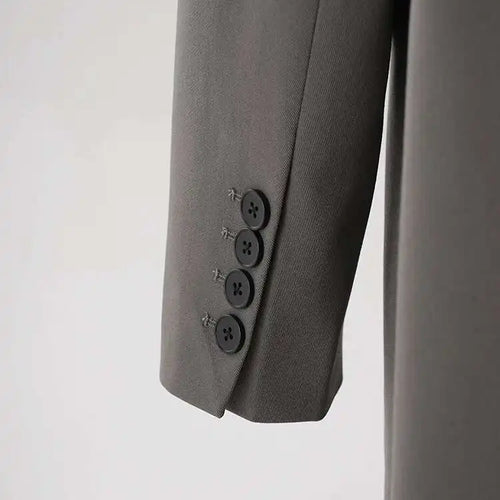 Load image into Gallery viewer, Women Gray Button Design Big Size Long Elegant Blazer New Lapel Long Sleeve Jacket Fashion Tide Spring Autumn 2025 CPDB250
