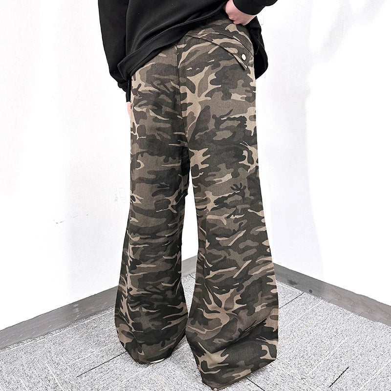 Men's Cargo Pants New American Style High Street  Loose Multi Pockets Trendy Straight Wide Leg Summer Male Trousers 9W1779