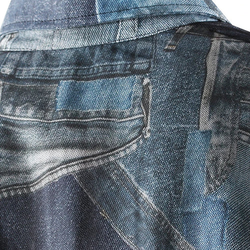 Load image into Gallery viewer, Blue Denim Printed Mesh Big Size Casual Jacket New Lapel Long Sleeve Women Coat Fashion Tide Spring Autumn 2025 7AB9030
