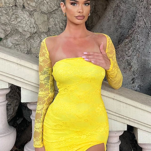 Load image into Gallery viewer, Solid Long Sleeve Backless Patchwork Flower Print Mesh Slit Sexy Slim Mini Dress Women Fashion Outfits Festival Party
