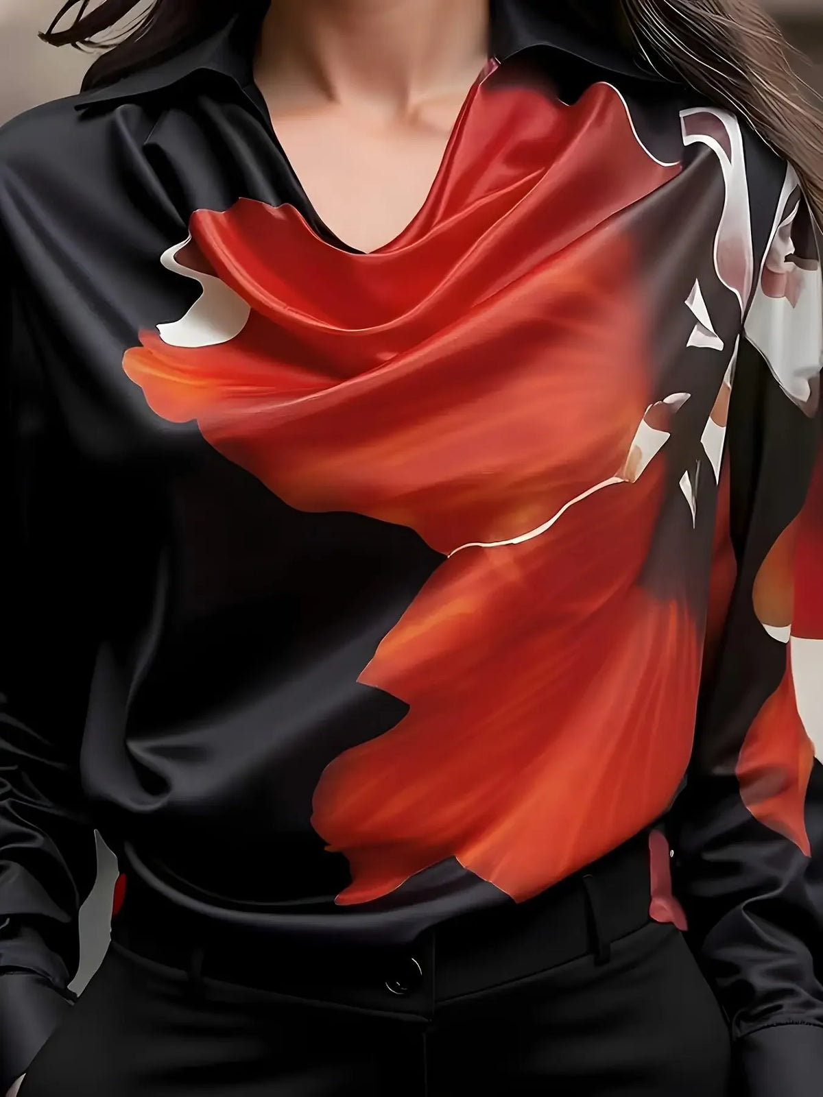 Autumn Spring Flower Print Blouses for Women 2025 New Loose Pile Collar Long Sleeve Shirts Women Business Casual Tops