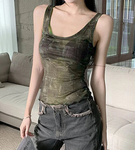 y2k Tank Tops Women Grunge Clothes Punk Graphic Print Sleeveless T Shirts Baby Tees 2000s Gothic Clothing Streetwear