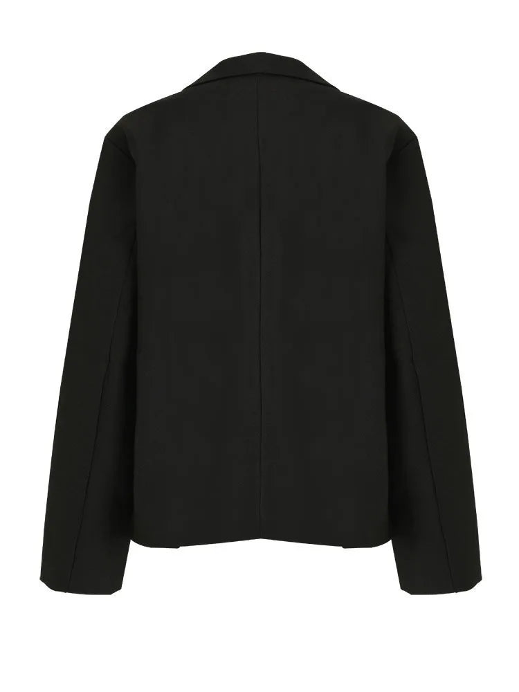 Loose Fit Black Irregular Rivet Big Size Jacket New Lapel Long Sleeve Women Coat Fashion Tide Spring Autumn 2025 1DF3046