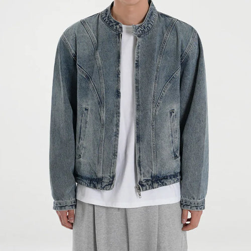 Load image into Gallery viewer, Male Denim Jacket New Spring Handsome Loose Fitting Casual Clothing Korean Stand Collar Single Breasted Trendy Top 9W1443
