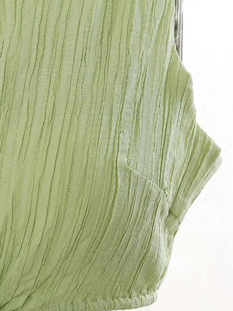 Women Green Waist Knot Cut-out Long Elegant Dress New Round Neck Sleeveless Loose Fit Fashion Spring Summer 2025 17A7128