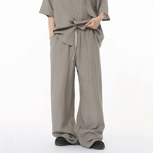 Load image into Gallery viewer, Korean Style Men Two-piece Sets Lapel Solid Color Short Sleeve Single Breasted Shirt Elastic Waist Drawstring Pants 9W1256
