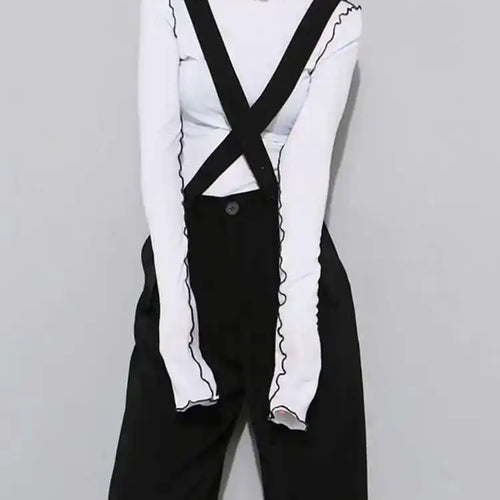 Load image into Gallery viewer, Women Black Topstitched Color-block High Elastic T-shirt New Turtleneck Long Sleeve Fashion Spring Autumn 2025 1DF4802
