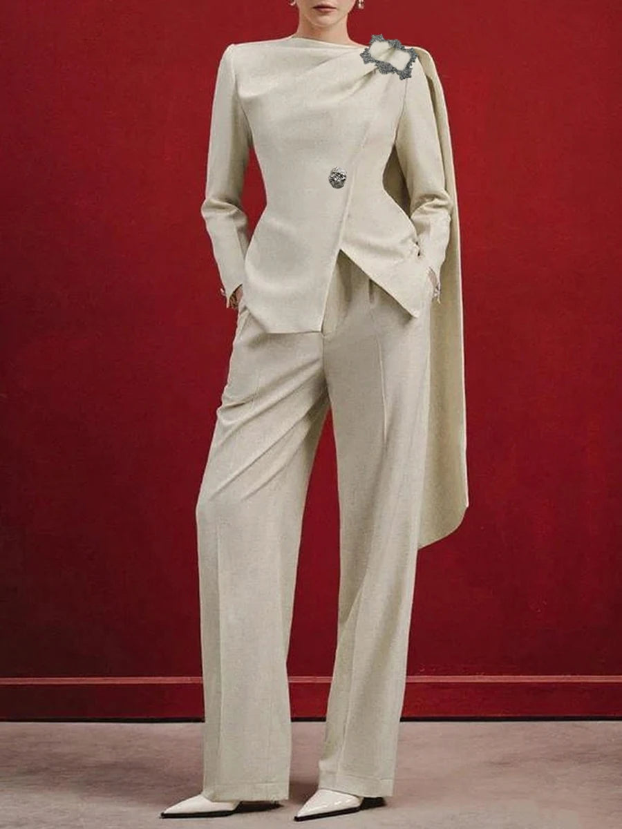 Minimalist Spliced Button Temperament Jackets for Women Round Neck Long Sleeves Patchwork Ribbon Jacket Female New