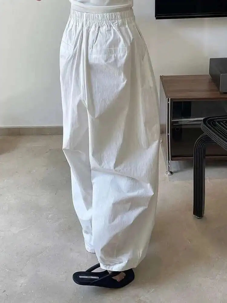 High Elastic Waist White Brief Shaped Long Wide Leg Pants New Trousers Women Fashion Tide Spring Autumn 2025 1DH6470