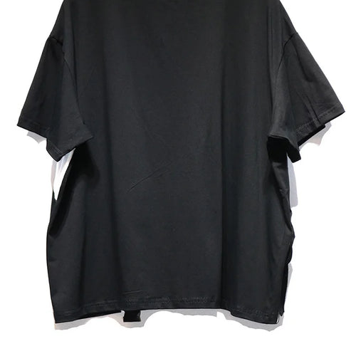 Load image into Gallery viewer, Women Black Ribbon Color-block Big Size Casual T-shirt New Round Neck Short Sleeve Fashion Tide Spring Summer 2025 1DJ0423
