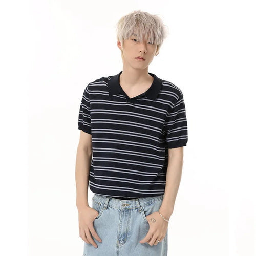 Load image into Gallery viewer, Men&#39;s T-shirts Short Sleeve New Summer Simple Stripe Contrast Color Design Casual Male Clothing Pullover Men Top 9W1682
