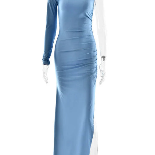 Load image into Gallery viewer, Elegant Single Sleeve High Elasticity Tight Fold Dress Women New 2025 Winter Party Club Evening Dress Bodycon Vestdos
