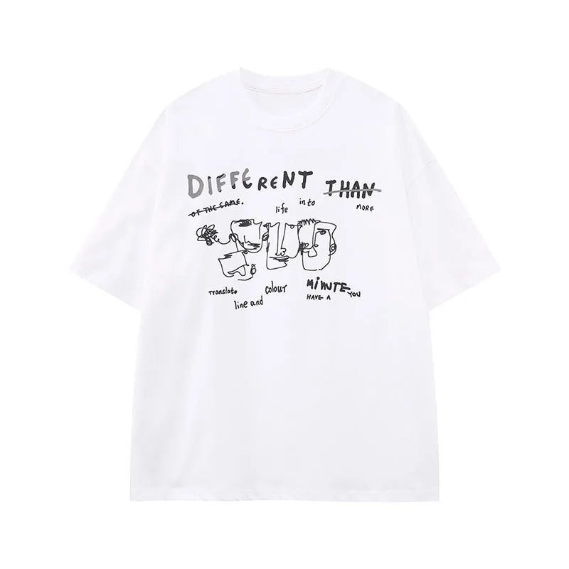 Men's T-shirts New Korean Letter Printed Design Solid Color Loose Trendy Short Sleeve Fashion Male Casual Top 9W1597