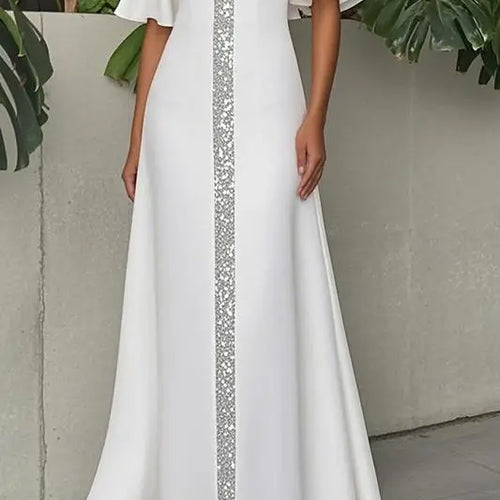 Load image into Gallery viewer, Original Creation Women Elegant Shiny Long Dress Flared Sleeves 2025 Summer Party  Birthday Prom Maxi Dresses for Woman
