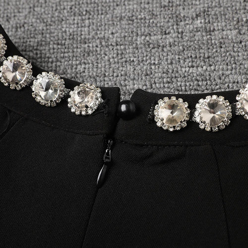 Load image into Gallery viewer, Women Black Rhinestones Spliced Elegant Slim Vest Dress New Round Neck Sleeveless Fashion Tide Spring Summer 2025 CPG2981
