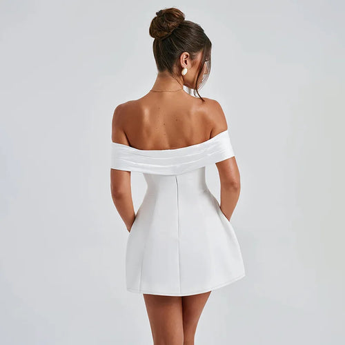 Load image into Gallery viewer, Off-shoulder Backless Sexy Mini Dress For Women Fashion Strapless Sleeveless High Waist A-line Club Party Dress Elegant
