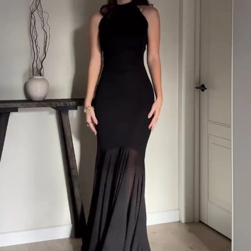 Load image into Gallery viewer, Elegant Sleeveless Bodycon Mesh Party Club Evening Dress For Women 2025 Solid Color New Slim Female Long Vestidos
