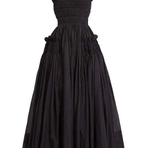 Load image into Gallery viewer, Women White Sling Backless Pleated Shrink Waist Slim Vintage Dress New Square Collar Fashion Spring Autumn 2025 JF54801
