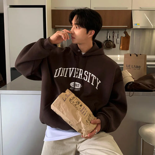 Load image into Gallery viewer, Men's Sweatshirts Letter Embroidered Hooded Sweatshirt New Spring Loose Pullover Hoodies Korean New Trendy Top 9W1453
