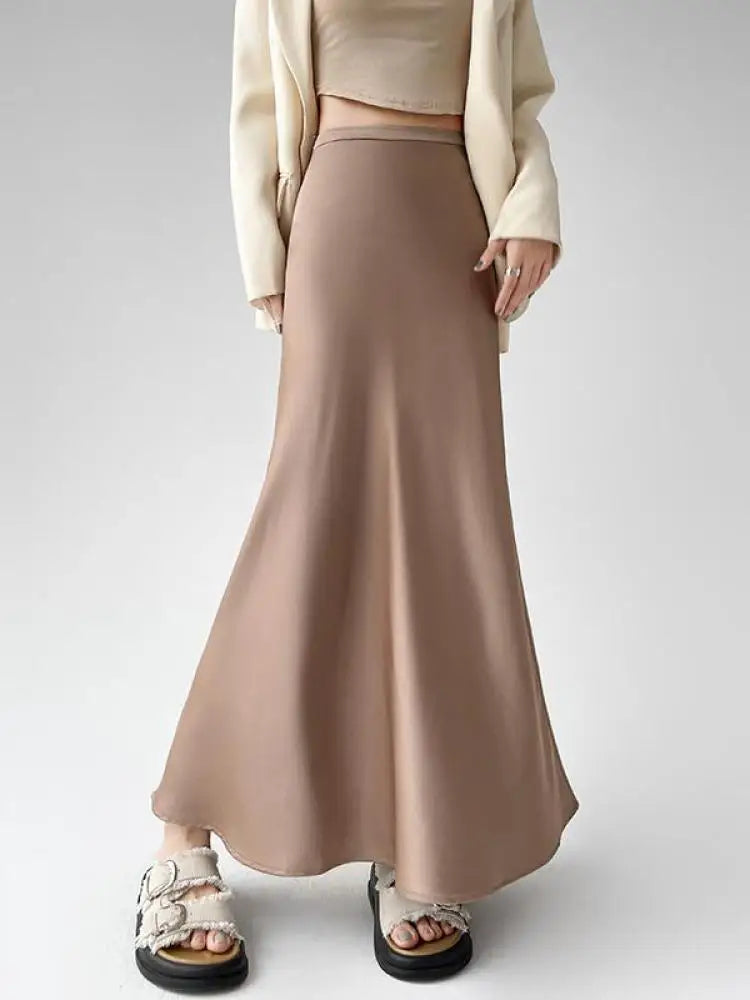 Women's Black Beige Elegant Office Wrap Hip Long Skirt Spring Summer Fashion Casual Brown Slim High Waist Festival Skirts Simple