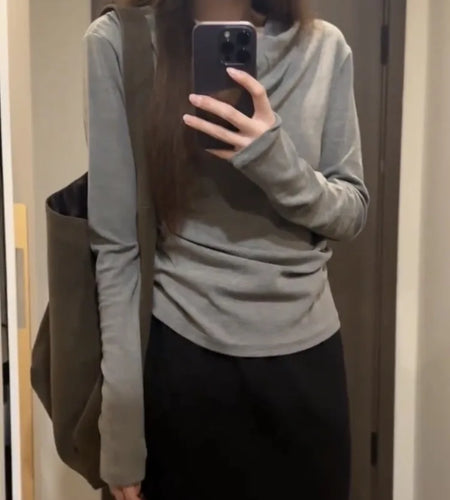 Korean Chic Vintage Solid Simple Tshirts Loose Grunge Women Y2k Aesthetic T-shirts Casual Bottoming All Match Tee Shirts Femme