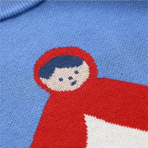 Load image into Gallery viewer, Women&#39;s Cartoon Embroidery Knitted Sweaters Blue Sleeveless Vest Winter Warm O-Neck Female Jumpers Pullovers
