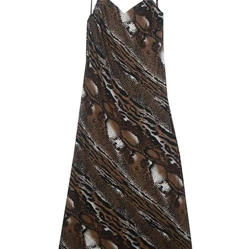 Load image into Gallery viewer, Women Coffee Leopard Printed Long Spaghetti Strap Dress New Square Collar Sleeveless Fashion Spring Autumn 2025 1DH8446
