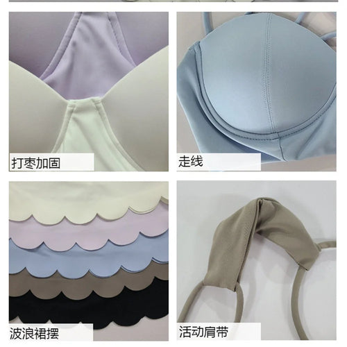 Load image into Gallery viewer, Golf Wear Women Workout Short Skirt Sporty Woman Gym Tennis Skirts Head Yoga Backless Bra Anti-Exposure Petal Pantskirt
