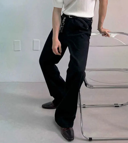 Micro Flared Men's Jeans Loose Stylish Denim Pants Korean Solid Color Trendy Male Toursers Summer Men Bottoms 9W1625