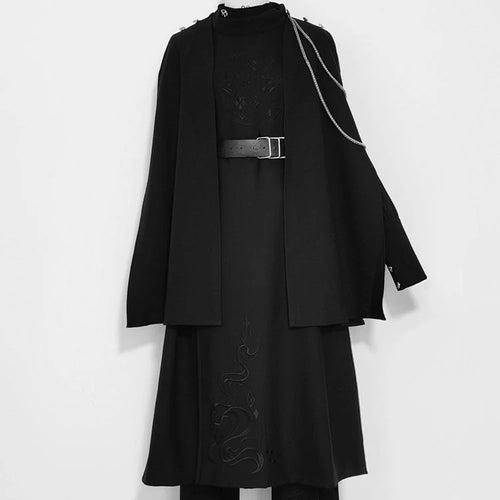 Load image into Gallery viewer, Harajuku Women Black Jackets Gothic Vintage Cloak Coats Y2k Aesthetic Loose Zipper Jacket Streetwear Grunge Sleeveless Split Top
